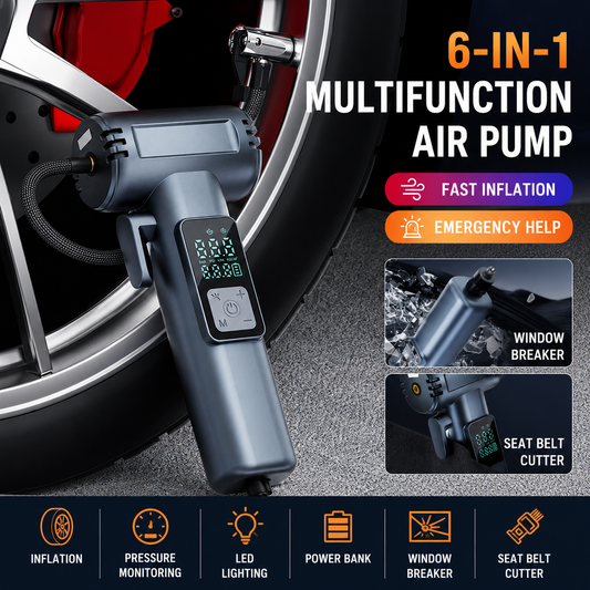 6-in-1 Portable Tyre Inflator & Emergency Tool