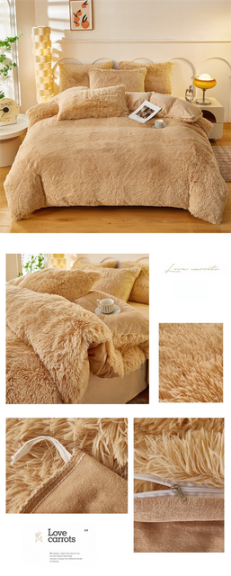 Plush 4 Piece Bedding Set - Khaki