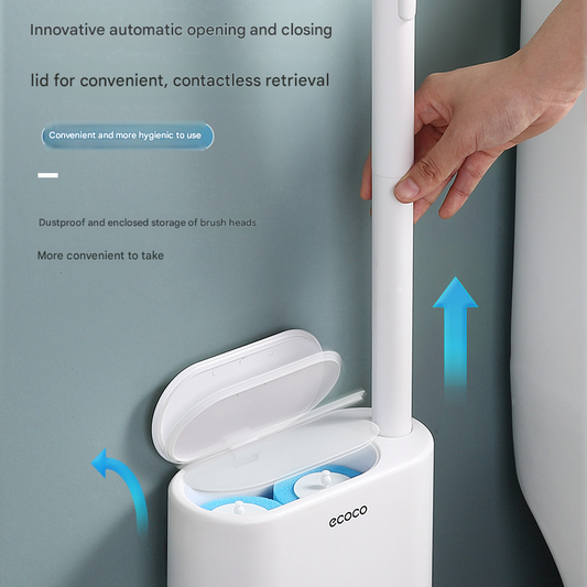 Disposable Toilet Brush with Wall Mount Holder Set