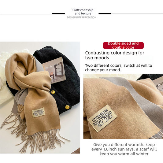 Soft Warm Winter Neck Wrap with Classic Boho Tassel Edge, Solid Color Design