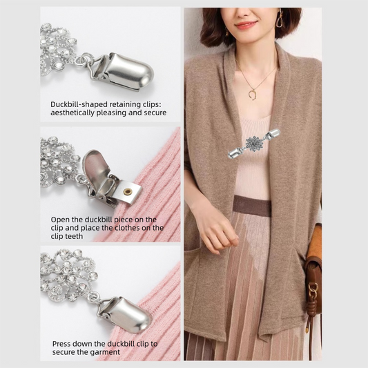 4-Piece Silvery Vintage Sweater Shawl Clip Brooch