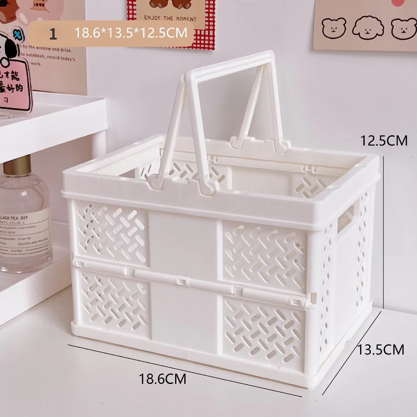 Multi purpose storage solution White Foldable Storage Basket with Handles