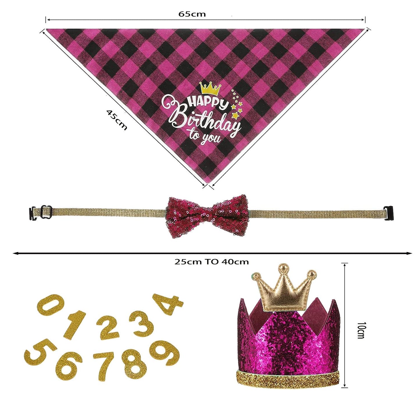 Dog Birthday Bandana Hat Bow Tie Balloons