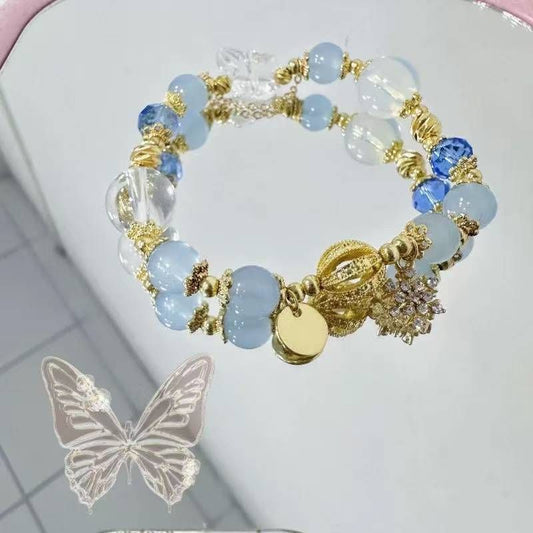 Blue Crystal Snowflake Charm Bracelet