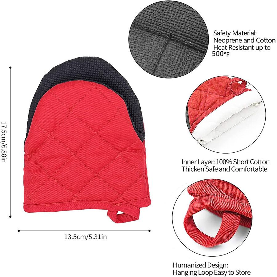 Heat Resistant Oven Mitts 2 Pack - Black