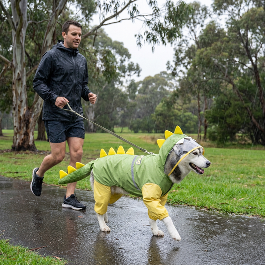 Dinosaur Dog Raincoat - Green 5XL