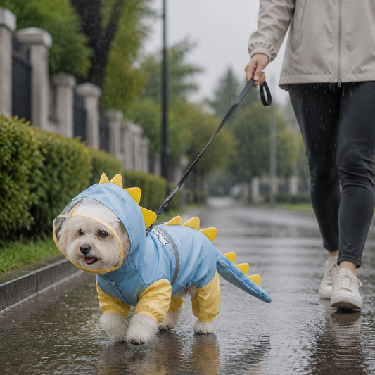 Dinosaur Dog Raincoat - Blue XL