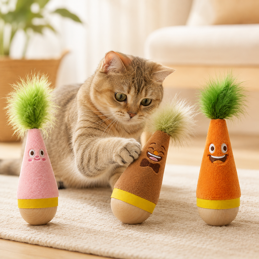 Interactive Feather Wobble Cat Toy - 4 Pack