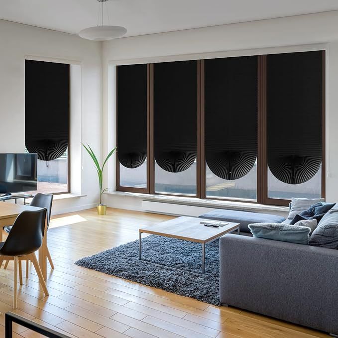 90 x 180 CM Blue Self-Adhesive Pleated Window Blinds (2 Packs) - No-Drill Cuttable Light Filtering Shading Blinds