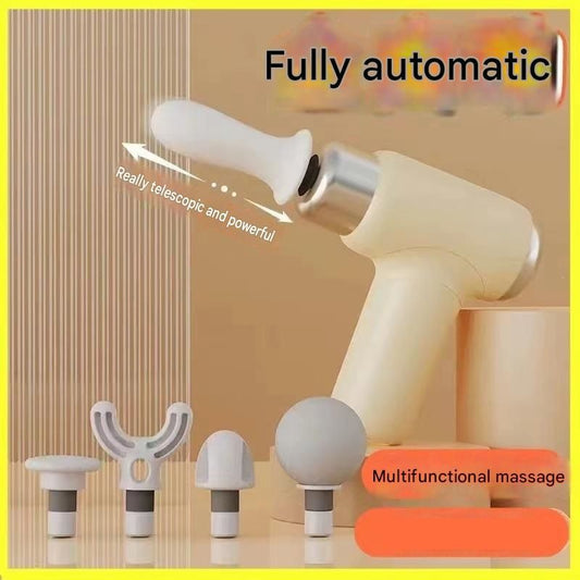 Mini Massage Gun - Portable Percussion Massager with 10 x 2.8 cm massage head and 4 Heads , USB-C Rechargeable Muscle Relief Device for Neck, Back, Legs - Compact White Handheld Deep Tissue Vibrator for Women & Travel