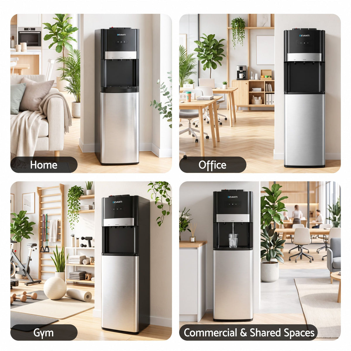 Devanti Bottom Loading Hot & Cold Water Cooler Black/Silver