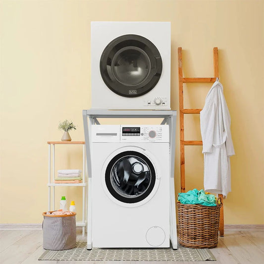 White Space-Saving Dryer & Washer Shelf