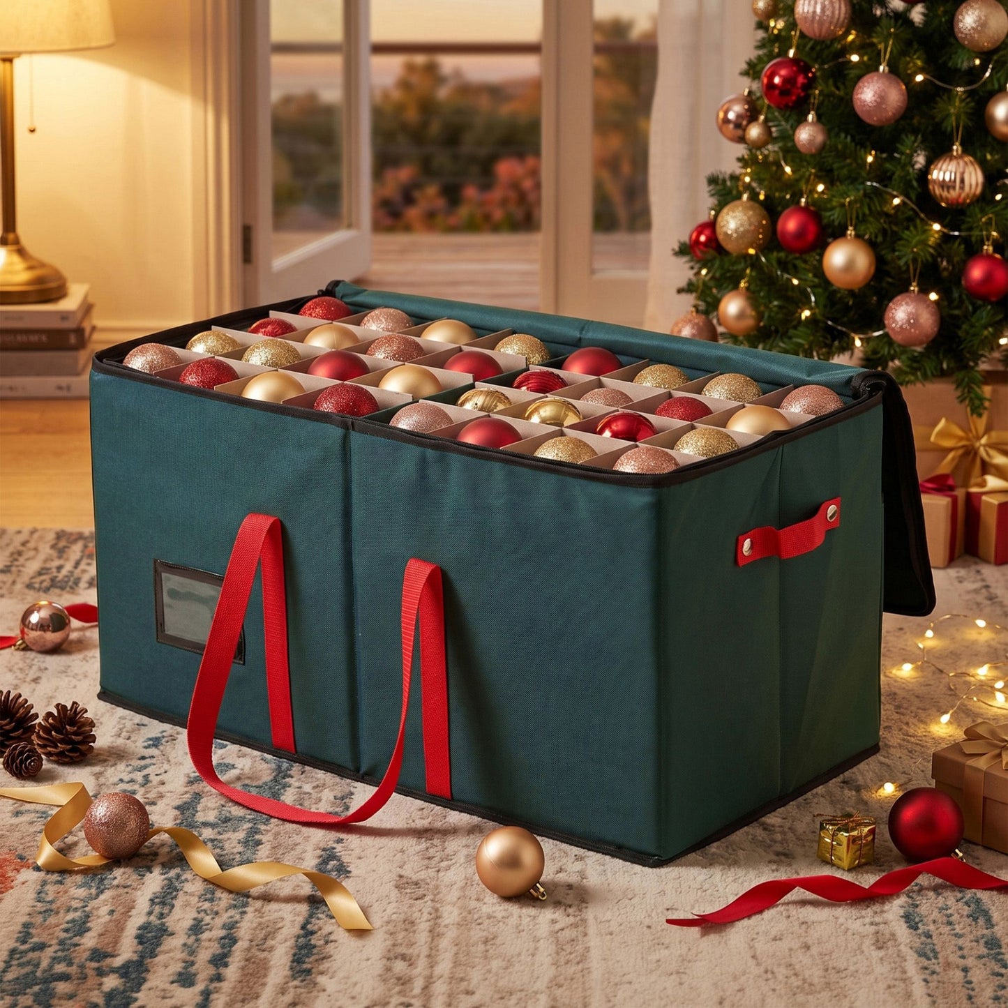Jingle Jollys Christmas Bauble Storage Box - 128 Slots