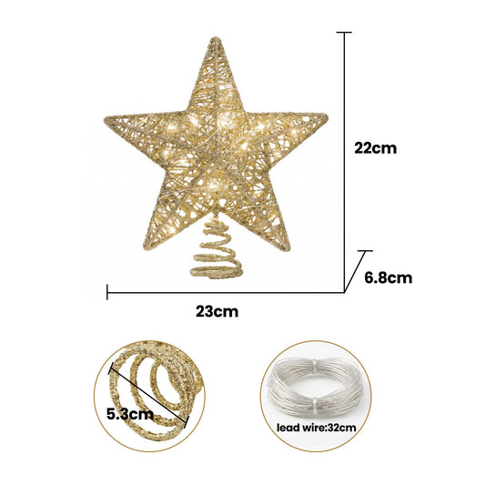 Jingle Jollys 3D Christmas Tree Topper - Star with 20 LEDs