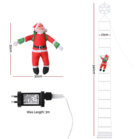 Jingle Jollys Christmas Ladder Lights - 3.4m - Cool White