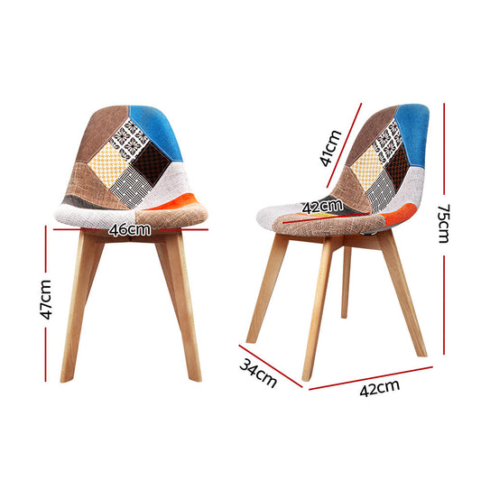 Artiss Set of 2 Retro Beech Fabric Dining Chair