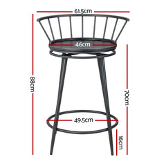 Artiss Bar Stools Kitchen Stools Wooden Dining Chair Swivel Metal Chairs x2