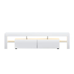 189cm RGB LED TV Stand Cabinet Entertainment Unit Gloss Furniture Drawers Tempered Glass Shelf White