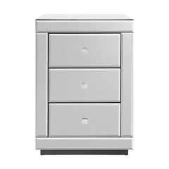 Artiss Mirrored Bedside Table Drawers Furniture Mirror Glass Presia Silver