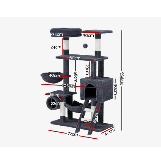 i.Pet 144cm Cat Tree Scratching Tower