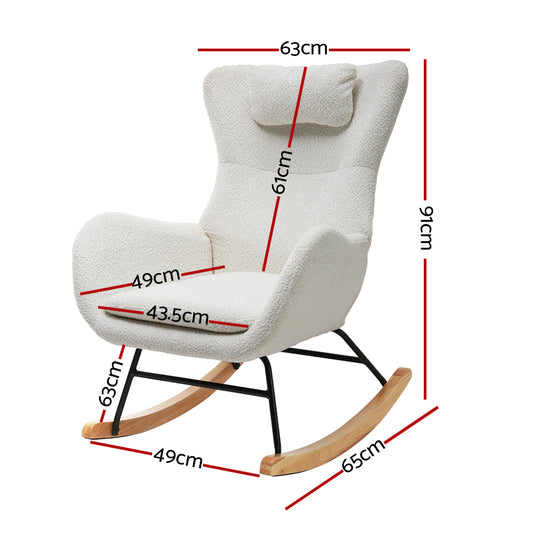 Artiss Boucle Rocking Armchair - White