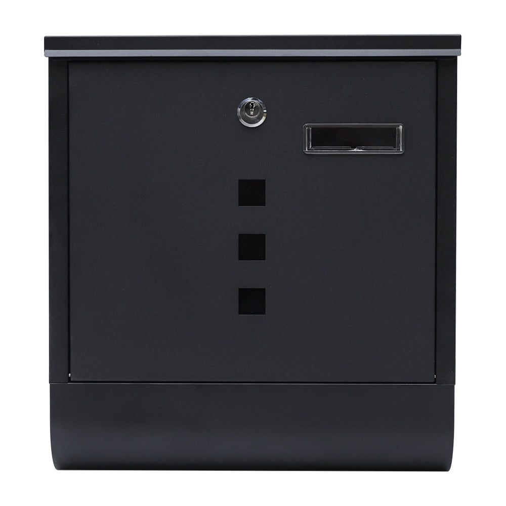 Letterbox with Newspaper Holder Stylish Black Mailbox