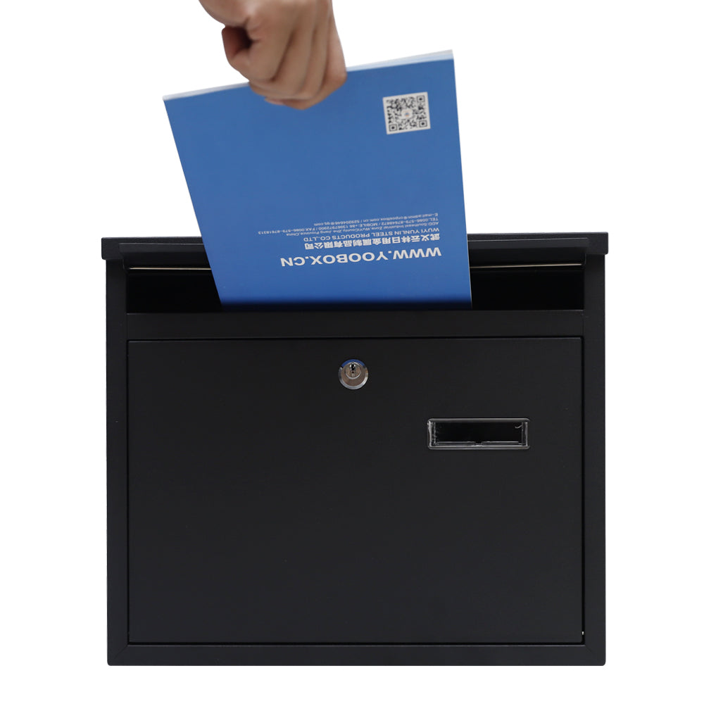 Black Letterbox with Newspaper Holder