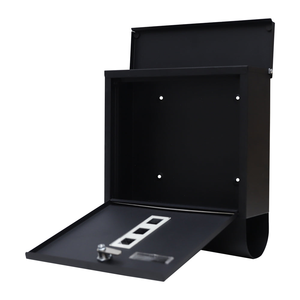 Letterbox with Newspaper Holder Stylish Black Mailbox