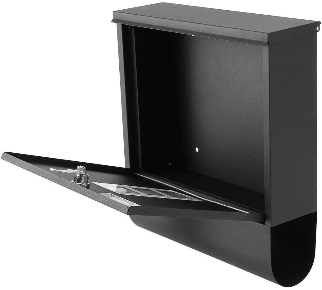 Letterbox with Newspaper Holder Stylish Black Mailbox