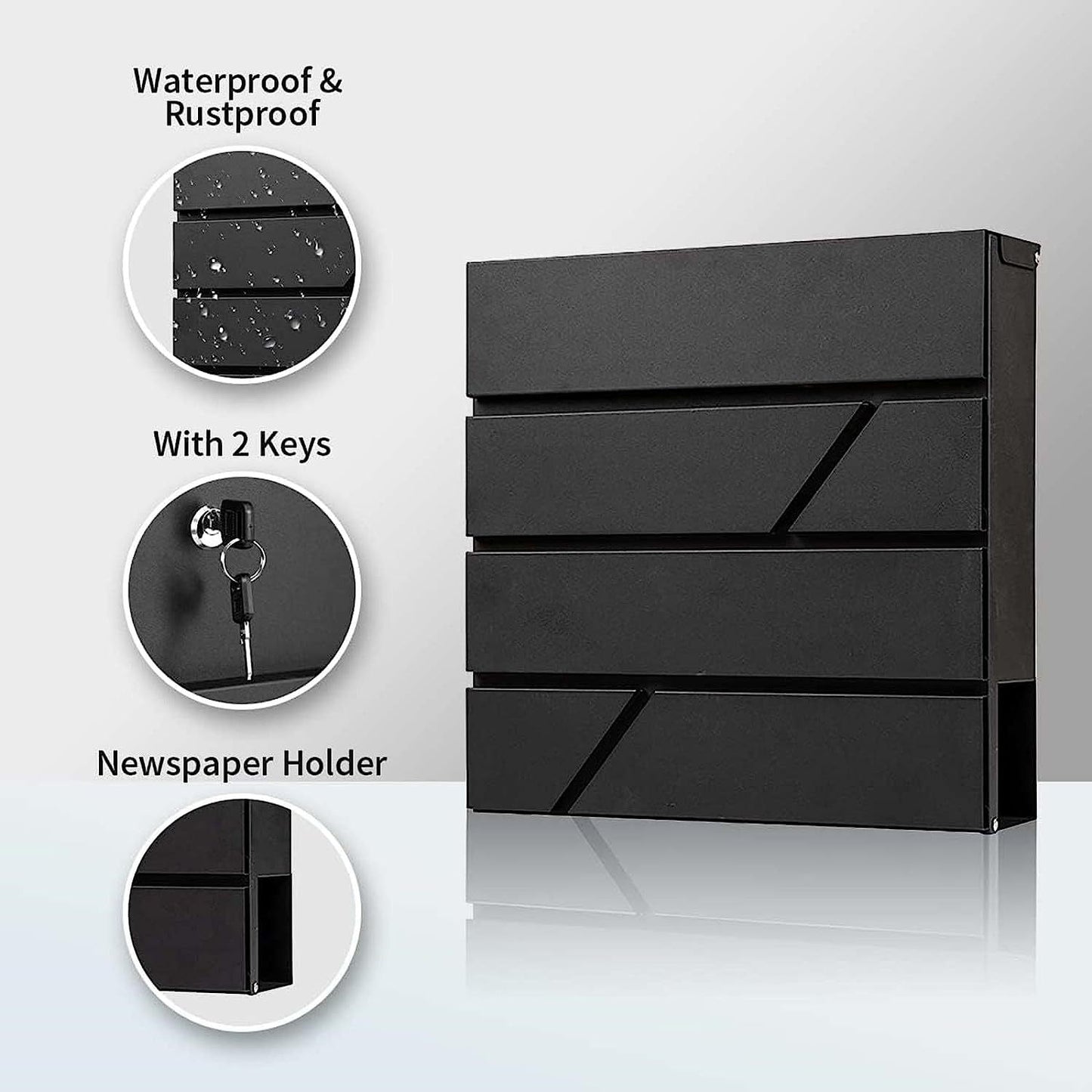 Wall Mounted Letterbox Key Lock Slash Mailbox