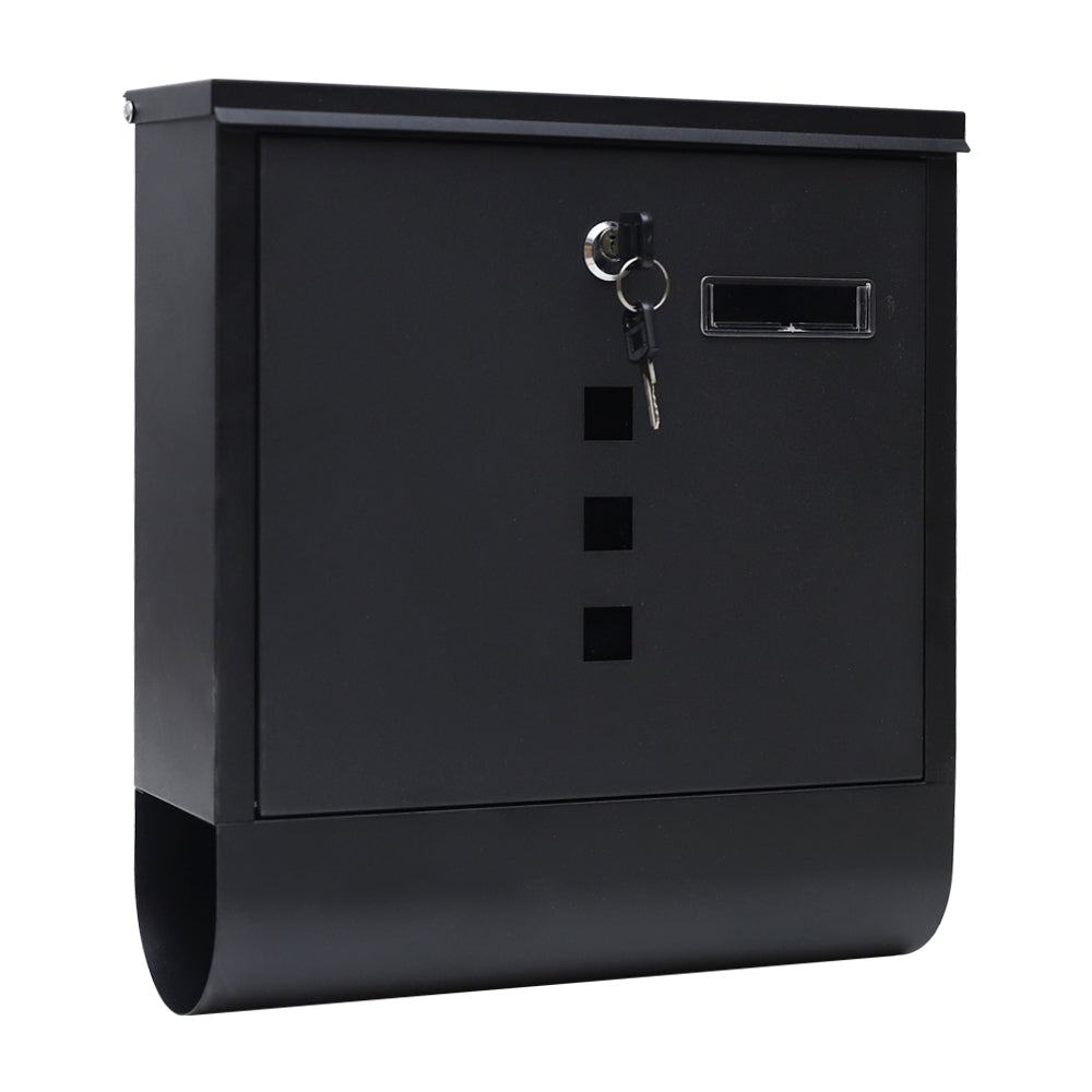 Letterbox with Newspaper Holder Stylish Black Mailbox