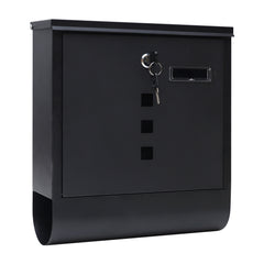 Letterbox with Newspaper Holder Stylish Black Mailbox