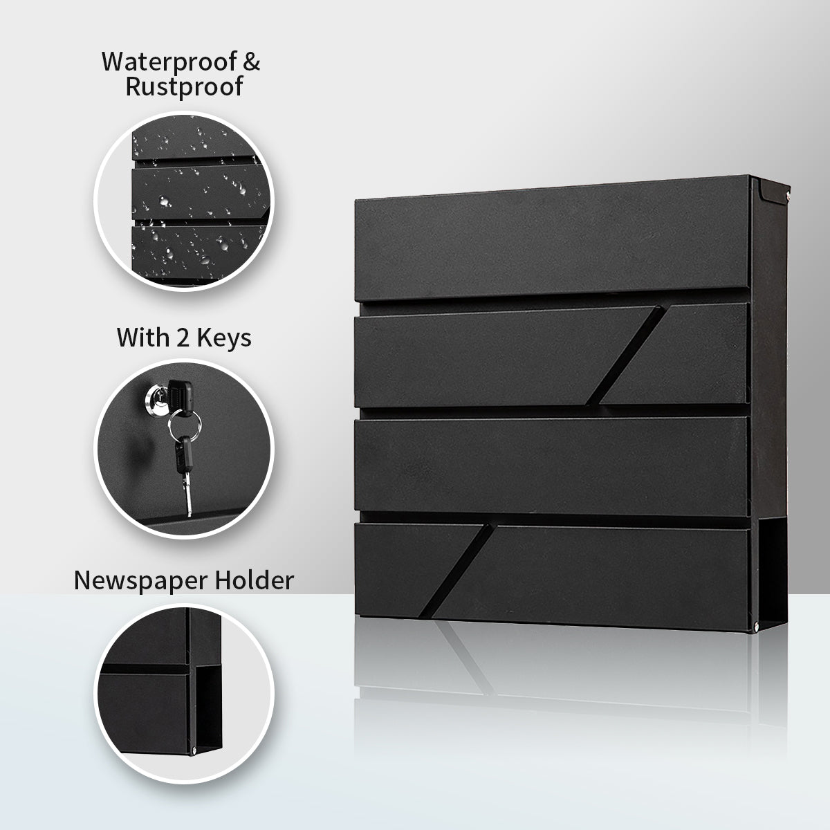 Wall Mounted Letterbox Key Lock Slash Mailbox