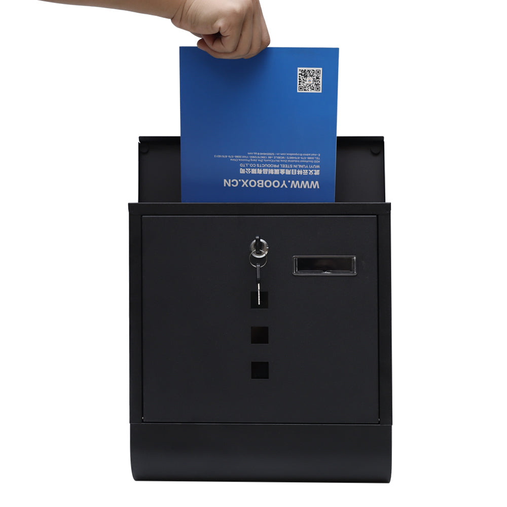 Letterbox with Newspaper Holder Stylish Black Mailbox