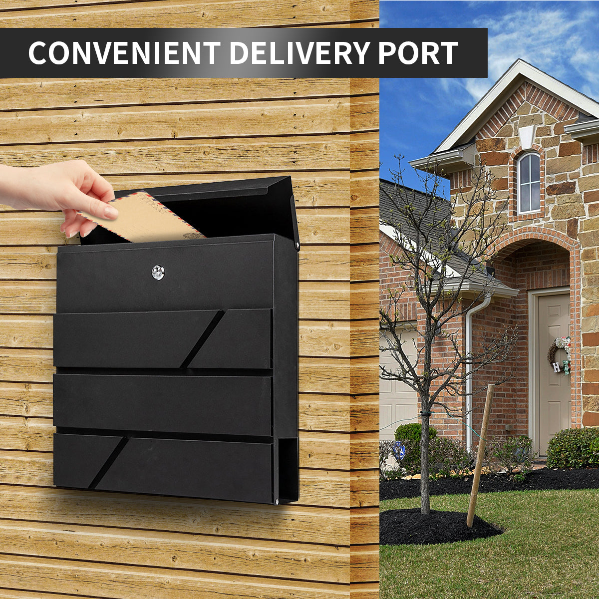 Wall Mounted Letterbox Key Lock Slash Mailbox