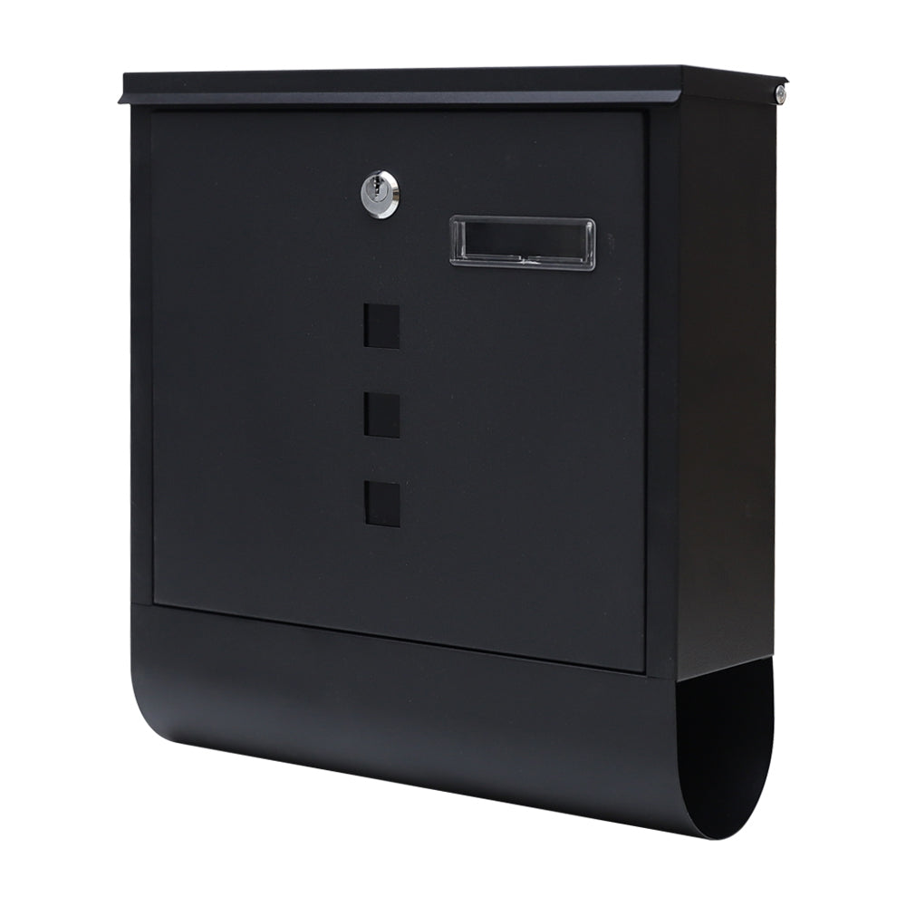 Letterbox with Newspaper Holder Stylish Black Mailbox