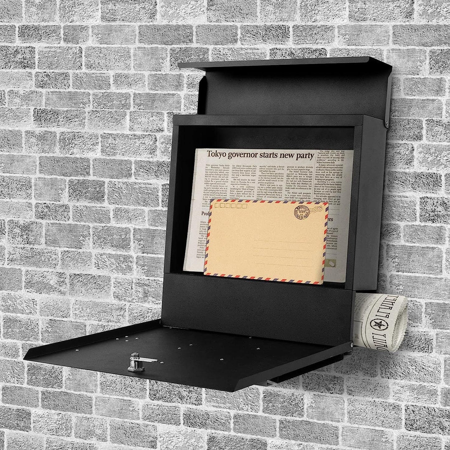Wall Mounted Letterbox Key Lock Slash Mailbox