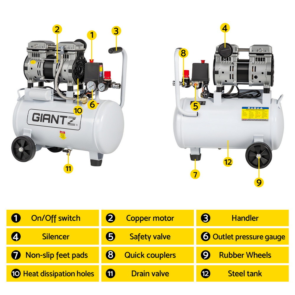 Giantz Air Compressor 24L - 0.75HP