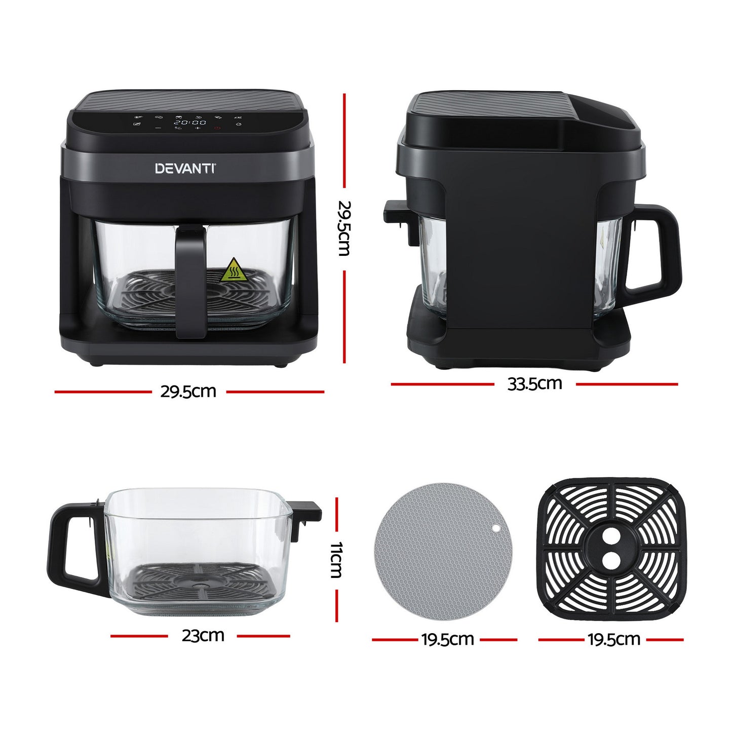 Devanti 5.5L Air Fryer 1200W - Black