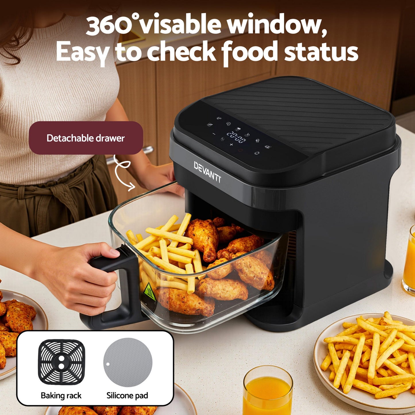Devanti 5.5L Air Fryer 1200W - Black