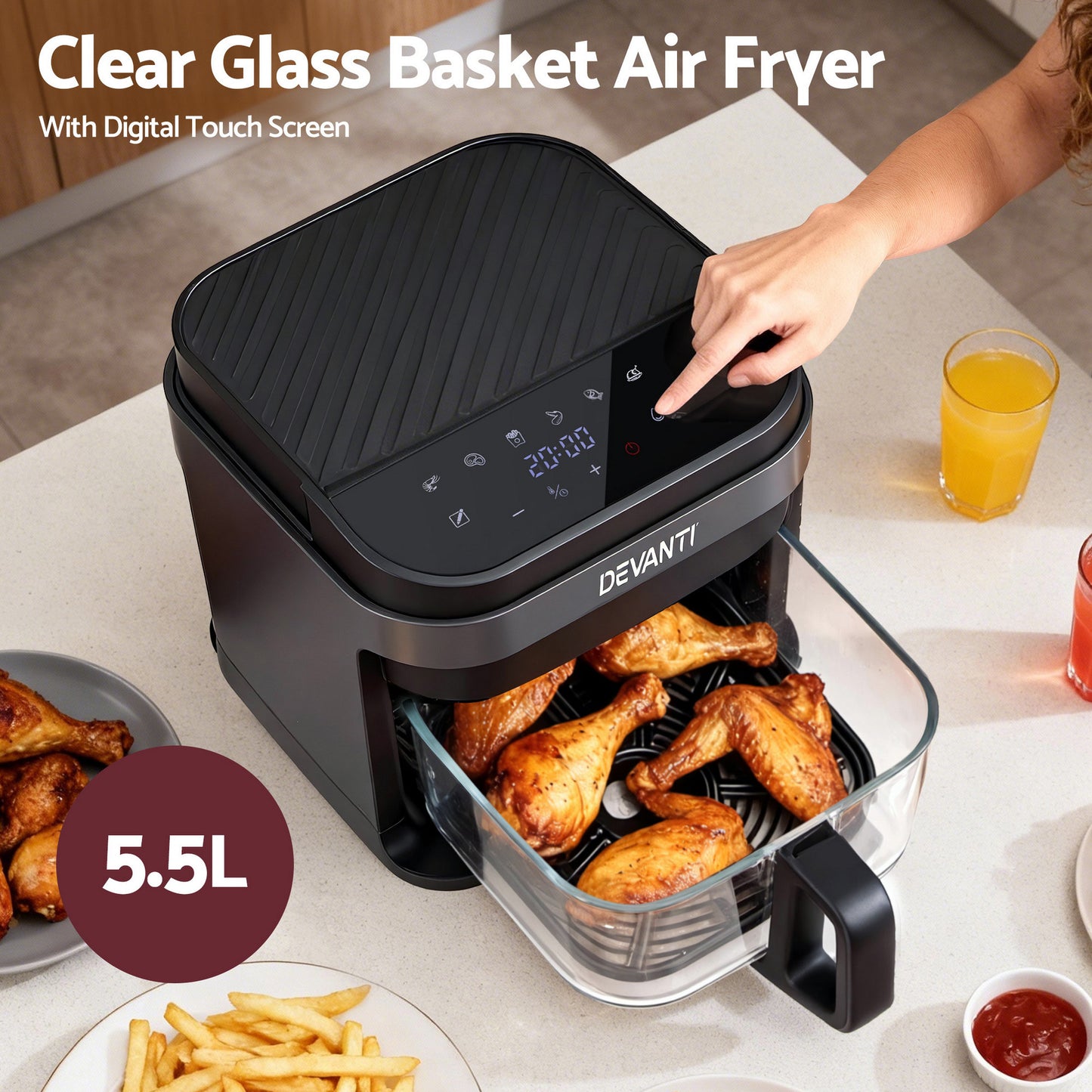 Devanti 5.5L Air Fryer 1200W - Black