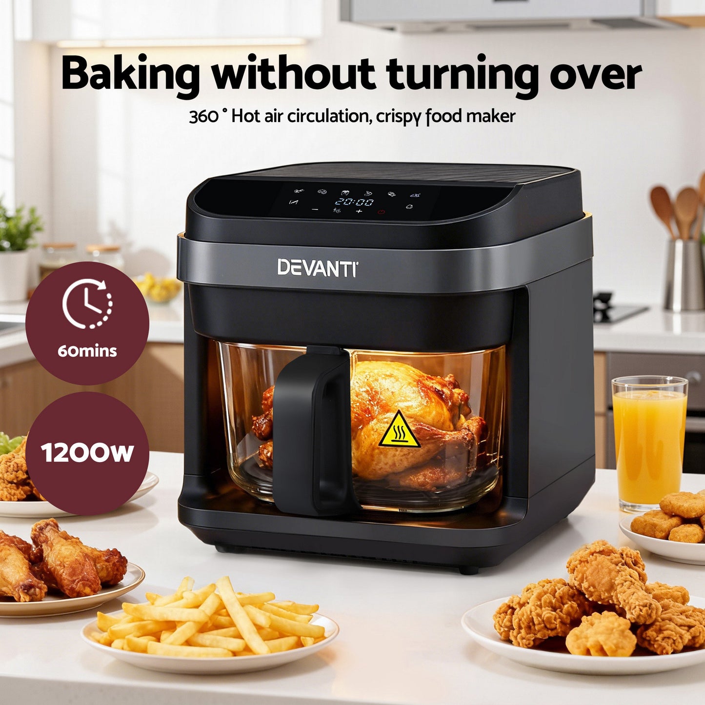 Devanti 5.5L Air Fryer 1200W - Black