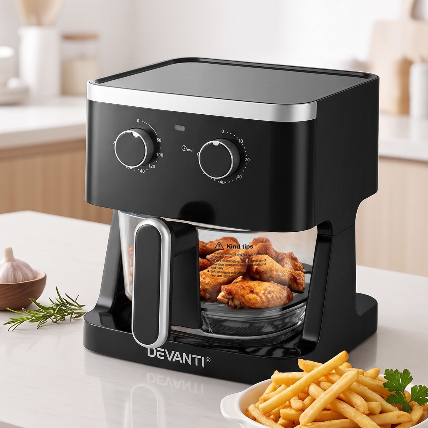 Devanti 4.5L Glass Air Fryer - Black