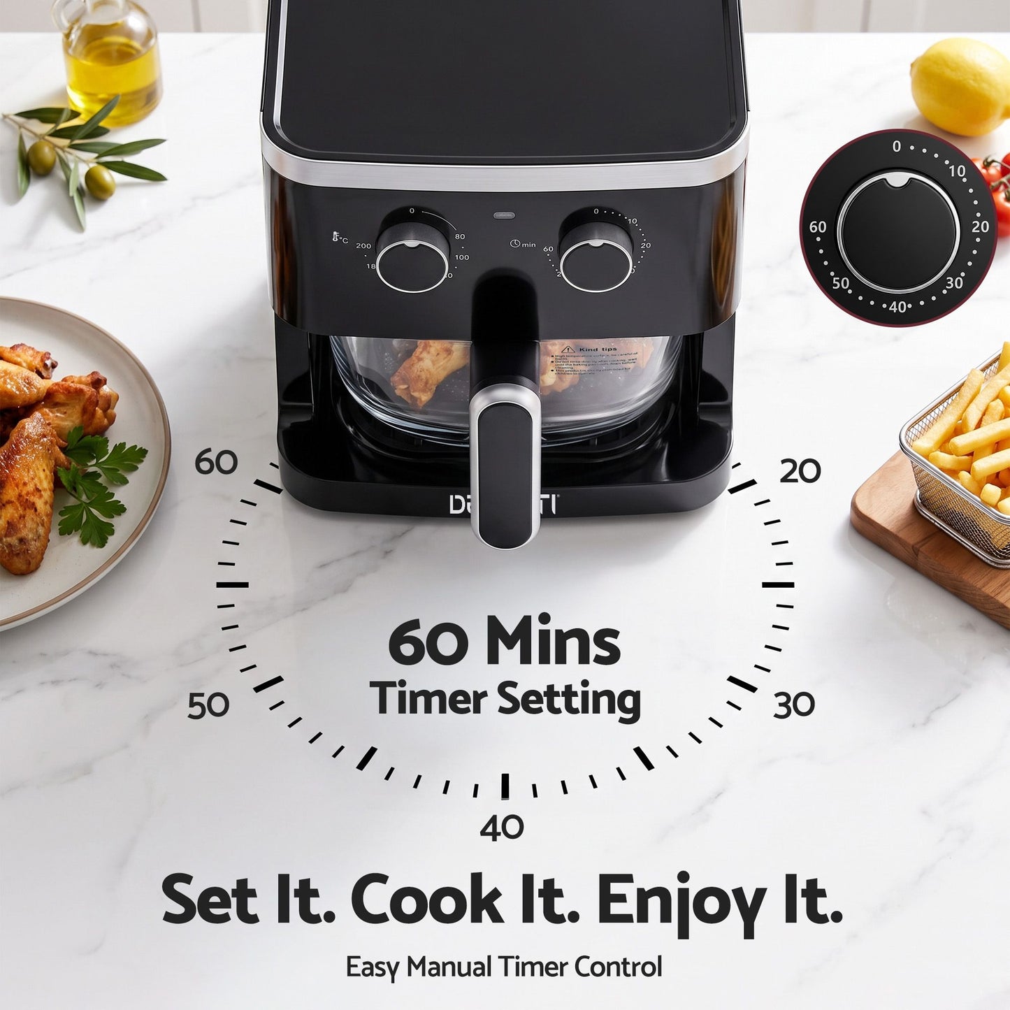 Devanti 4.5L Glass Air Fryer - Black