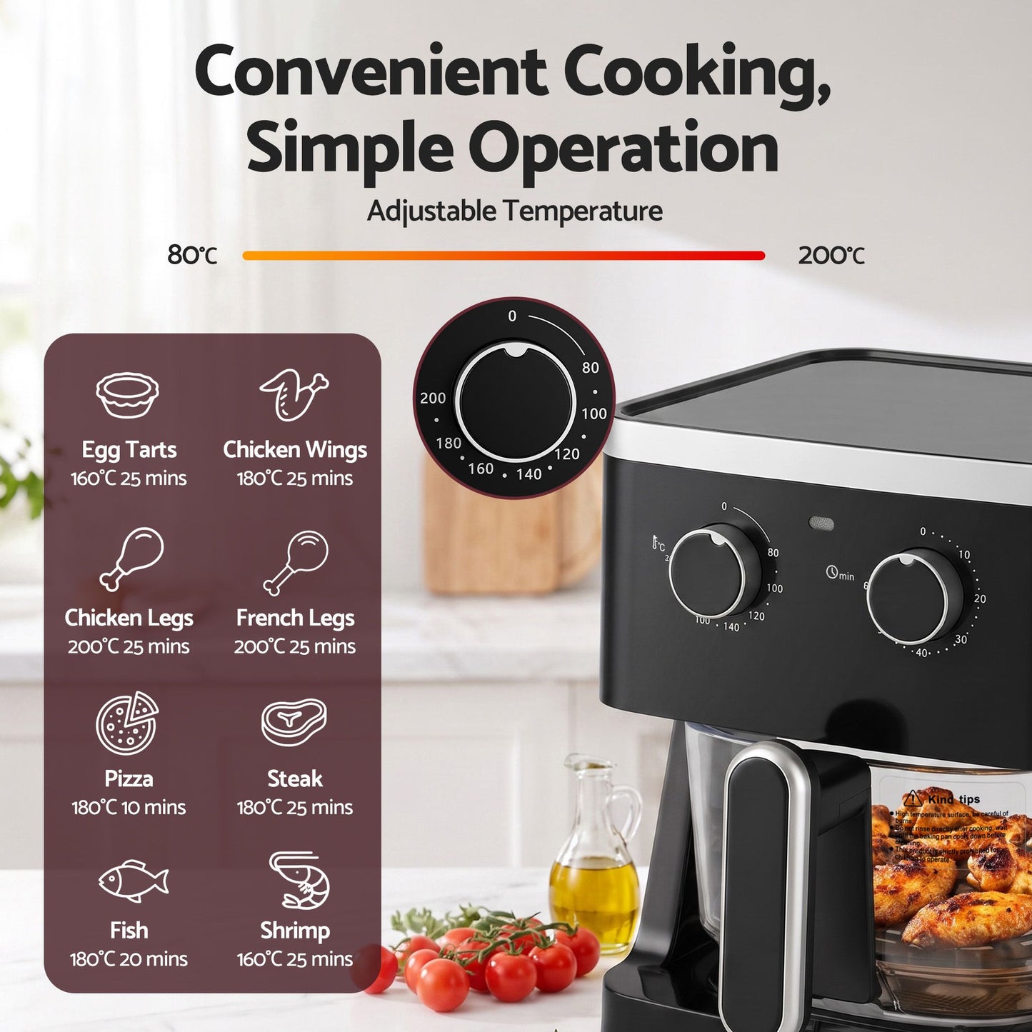 Devanti 4.5L Glass Air Fryer - Black