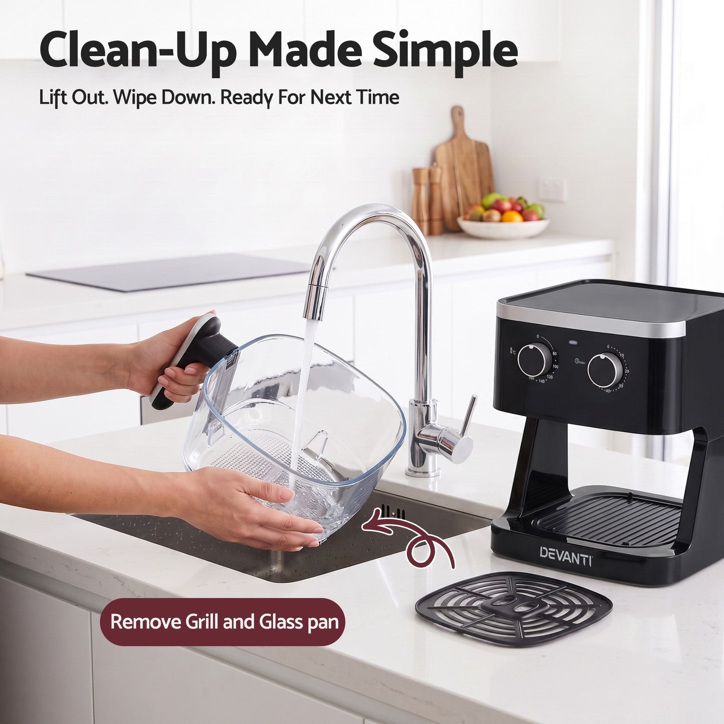 Devanti 4.5L Glass Air Fryer - Black
