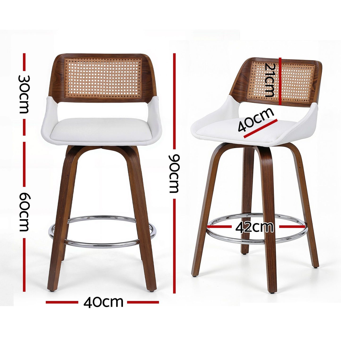 Artiss Wooden Swivel Bar Stools Set of 3 - White