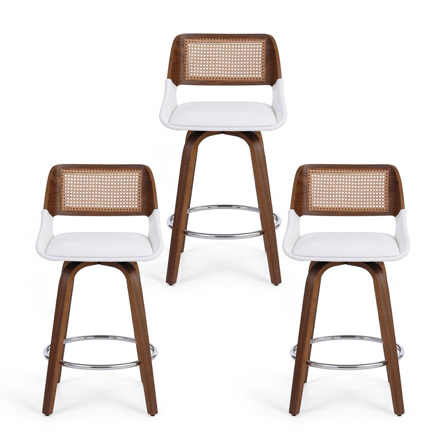 Artiss Wooden Swivel Bar Stools Set of 3 - White