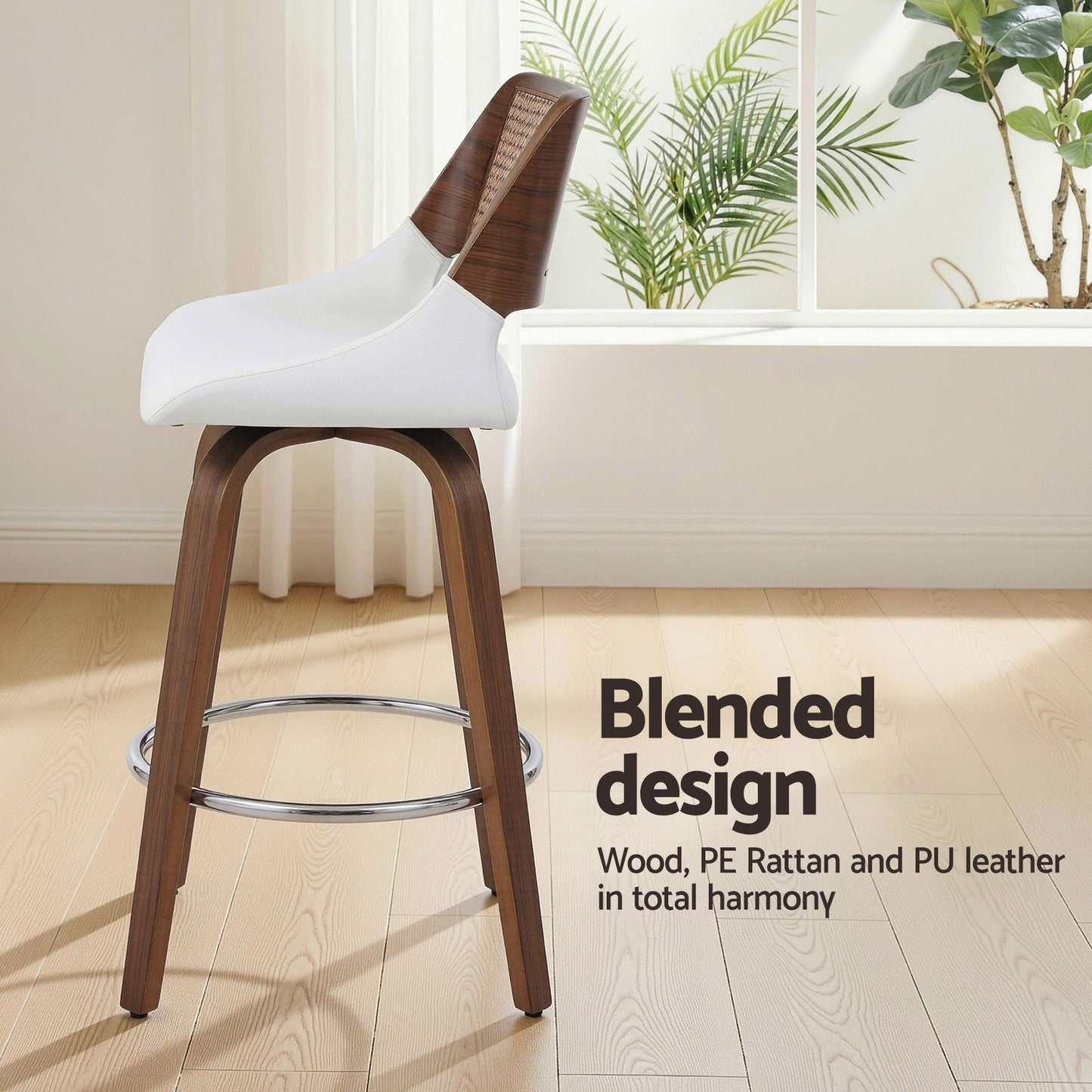 Artiss Wooden Swivel Bar Stools Set of 3 - White