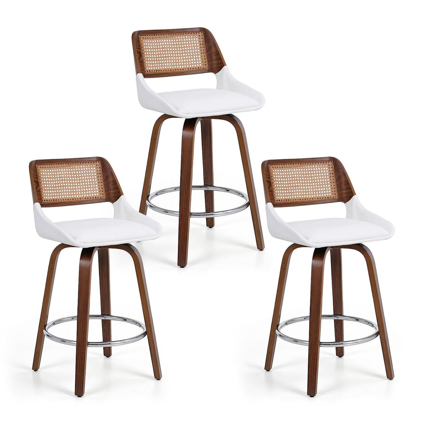 Artiss Wooden Swivel Bar Stools Set of 3 - White